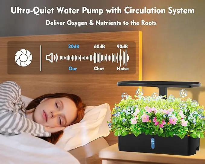 Hydroponics Growing System Kit 12 Pods Indoor Garden, Hydroponic Herb Garden Kit Indoor with LED Grow Light, Smart Indoor Garden, Adjustable Height, Auto Timer, Quiet Pump, Gift for Mom Women, Black by GreenHaven Gardens