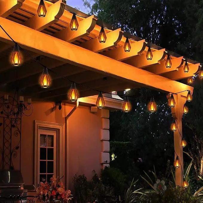 Solar Flame String Lights - 48ft 15 LED Lights Outdoor Solar String Lights for Garden Patio Decoration by GreenHaven Gardens