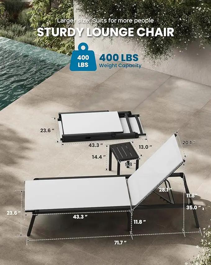 Pool Lounge Chairs Set of 2, Foldable Aluminum Chaise Lounge Outdoor with 5 Positions Recliner - Free Assembly - Patio Chaise Lounge Chair for Poolside, Beach, Yard (White, 2 Pack) by GreenHaven Gardens