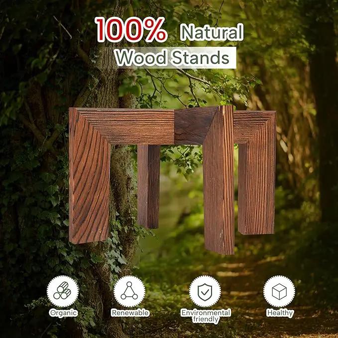 HPC DECOR 2 Pack Wood Plant Stand-Mid Century Modern Planter Stands-Wooden Flower Pot Stands Riser,Low Short Plant Stands Indoor-Modern Minimalist Wooden Stool for Plant Pot Holder, Fit 5-15 Inch Pot. by GreenHaven Gardens