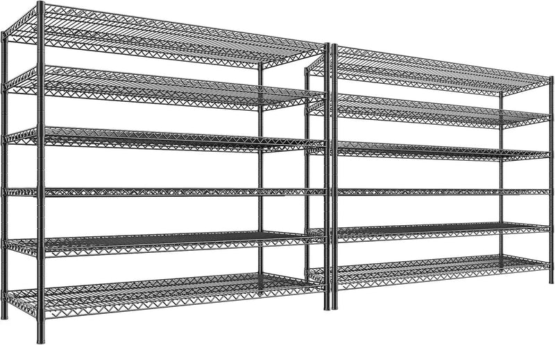 REIBII 83"H Storage Shelves 3840LBS Metal Shelving Unit Garage Shelving Heavy Duty 6 Tier Commercial Adjustable Wire Shelving for Storage Rack for Pantry, Garage, Kitchen, 83"H x 55.5"W x 18"D, 2PCS by GreenHaven Gardens