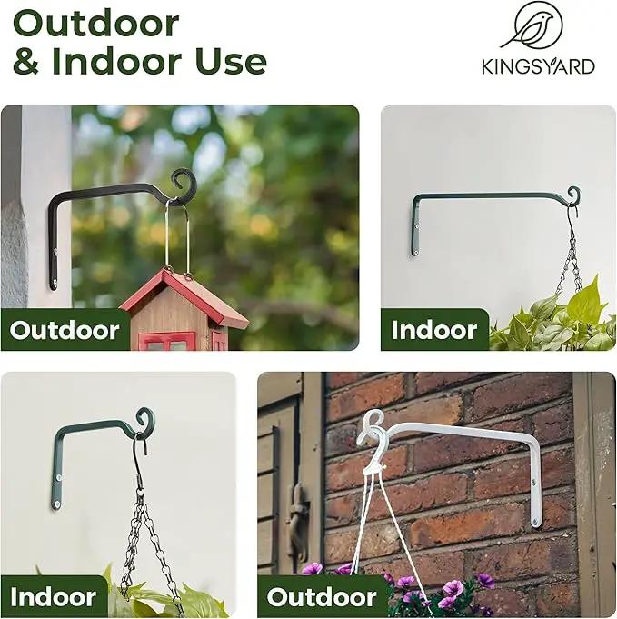 Kingsyard 2-Pack Wall Plant Hanger Outdoor - Heavy Duty Metal Hanging Bracket Hooks for Hanging Plant Bird Feeders Lanterns Wind Chimes Outdoor & Indoor, 15-Inch/White by GreenHaven Gardens