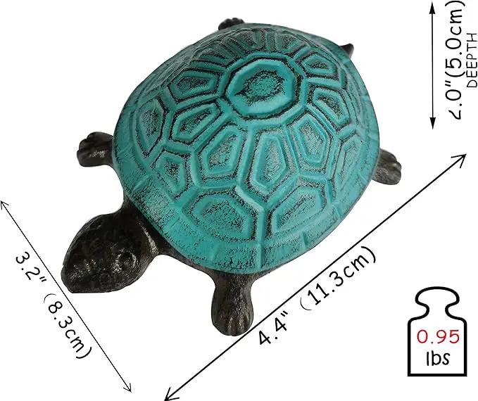 BSTGIFTS Cast Iron Turtle Key Hider - Spare Key Holder - Garden Decoration Turtle, Jewelry Trinkets Box for Key, Ear Studs, Ring, Paper Clip (Antique Blue) by GreenHaven Gardens