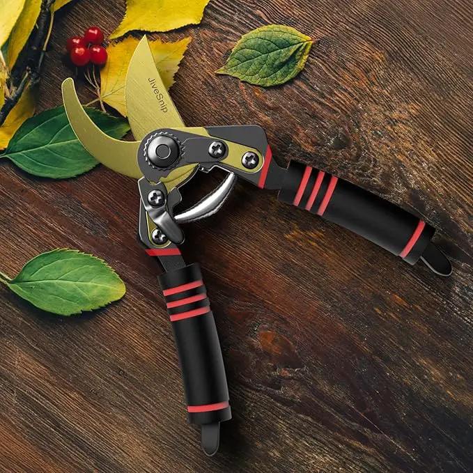 Professional Titanium Garden Shears Adjustable Opening Size Professional Bypass Pruning Shears for Plants, Hedges, and Flowers（Includes Scissors + Blade） by GreenHaven Gardens