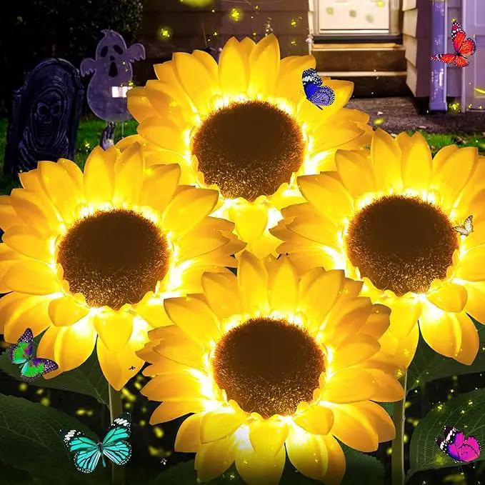 TYNLED Sunflower Solar Garden Lights, 4 Pack Outdoor Solar Powered Garden Stake Lights Waterproof Decoration Flower Landscape Lights for Garden Patio Pathway Backyard by GreenHaven Gardens