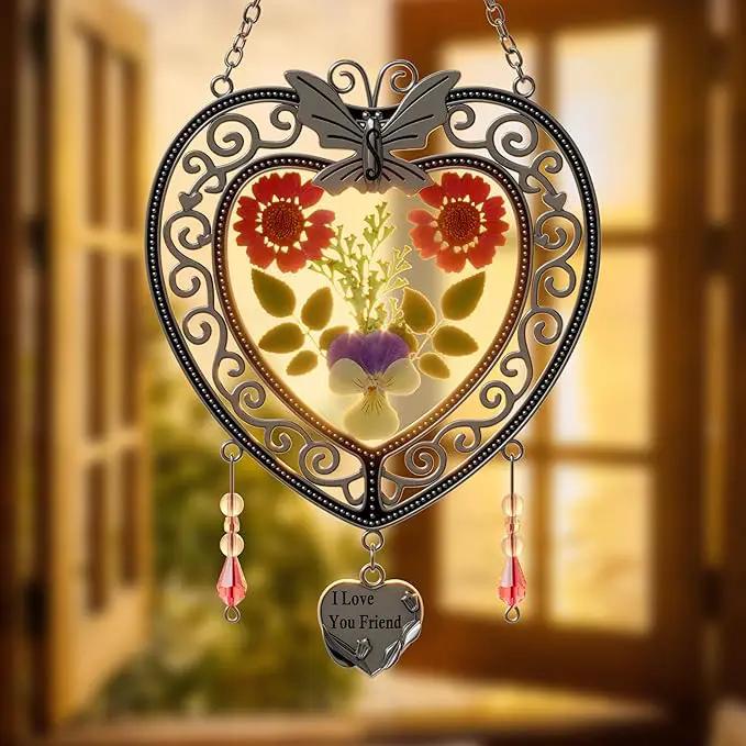 KY&BOSAM Heart Suncatcher-Stained Glass Panles I Love You Mom Sun catchers Hangings for Windows Wind Chime Ornament Mom Gifts - Gifts for Mother`s Day Valentine`s Day Birthday Christmas by GreenHaven Gardens