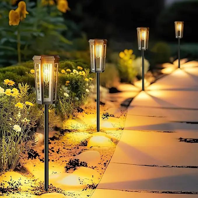 Solar Pathway Lights Outdoor 4 Pack IP65 Waterproof Solar Lights for Garden Yard Solar Powered Landscape Lighting for Patio Walkway Driveway Pathway (Warm Light) by GreenHaven Gardens
