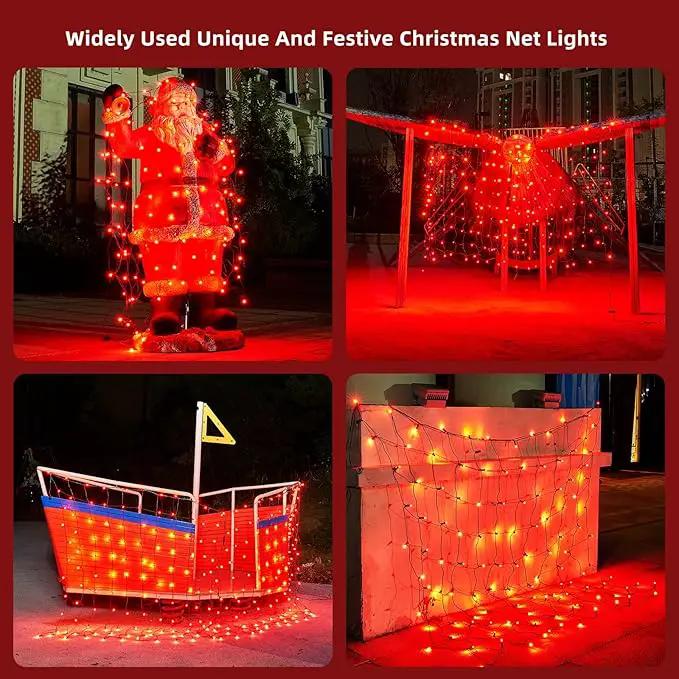Led Net Lights Christmas Lights Outdoor Red Christmas Net Lighting with 121Led Mini Globe Lights 5ftx5ft, Outdoor Indoor Fairy Mesh Net Lights for Christmas Trees, Bushes, Shrubs Decorations by GreenHaven Gardens