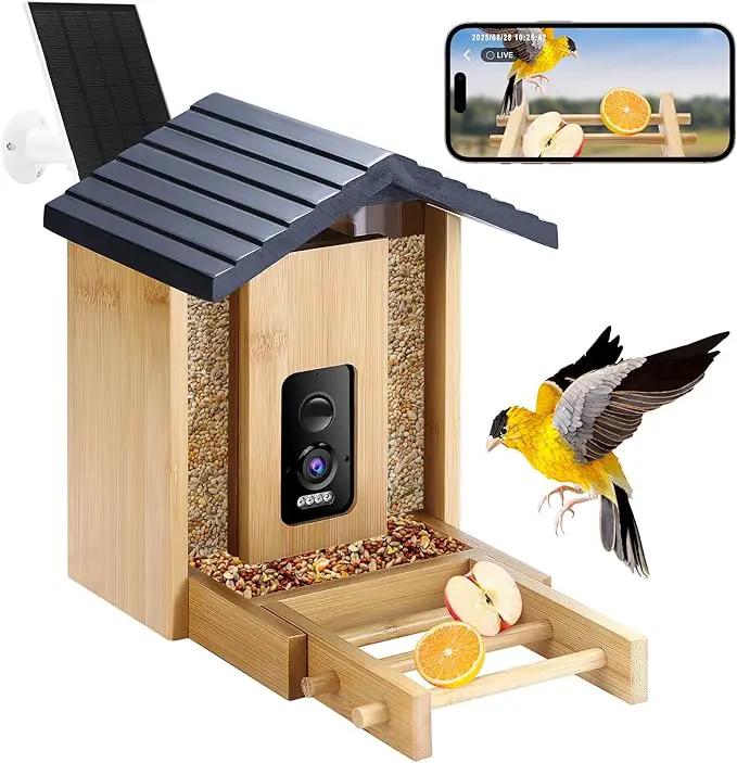 Bird Feeder, 5MP Solar-Powered Smart Bird Feeder with Camera, AI Identifies Birds 10000+, 2.4GHz, Color Night Vision, Instant Notification, Easy to Use, 1.5L Birds Feeders for Outdoor, Yard by GreenHaven Gardens