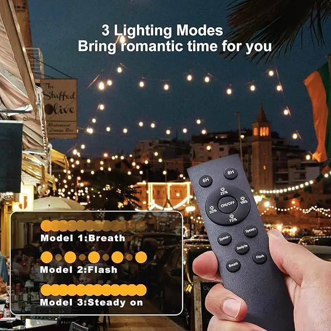 102(96+6) ft Solar String Lights Outdoor, Waterproof with USB Port Remote Control Solar Patio Lights,32 Shatterproof S14 Bulbs,1W Soft White by GreenHaven Gardens