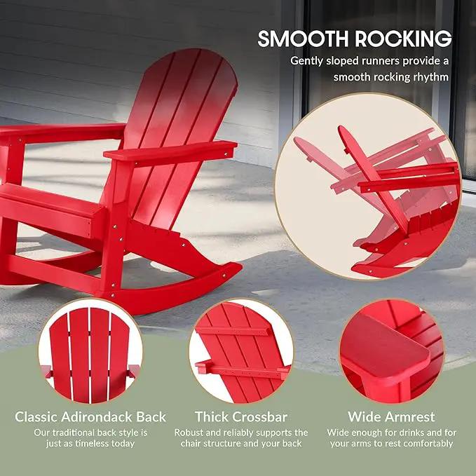 Westin Outdoors Laguna WO Outdoor Adirondack Folding Patio Chairs 8 PCS Set Retro Beach Aesthetic for Backyard, Lawn, Patio, Deck, Garden, Weather Resistant Polyethylene Plastic Lounger (Red) by GreenHaven Gardens