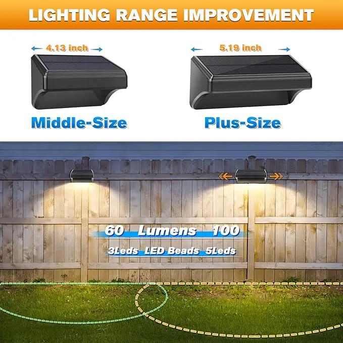 Aulanto Solar Fence Lights 4 Pack-Plus,100 Lumen Big Outdoor Solar Light IP65 Waterproof, Warm White and 10 RGB Modes,Fence Lights Otdoor Solar Lighting for Backyard,Garden,Fence,Wall,Deck,Stairs. by GreenHaven Gardens
