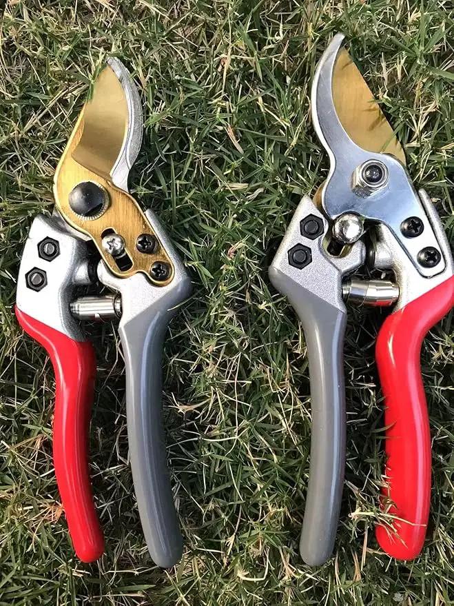 Garden Shears, Japanese labor-saving Garden Scissors, Pruning Shears and Garden Secateurs for Woman and arthritis weak, Professional Branch scissors(Red-grey) by GreenHaven Gardens