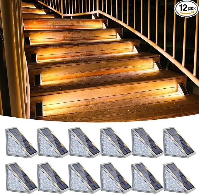 VOLISUN Outdoor Stair Lights 12 Pack, Solar Step Lights Waterproof IP67,80 Lumen, Led Step Light Outdoor for Garden Backyard Stair, Front Door,Porch and Deck(Warm White) by GreenHaven Gardens