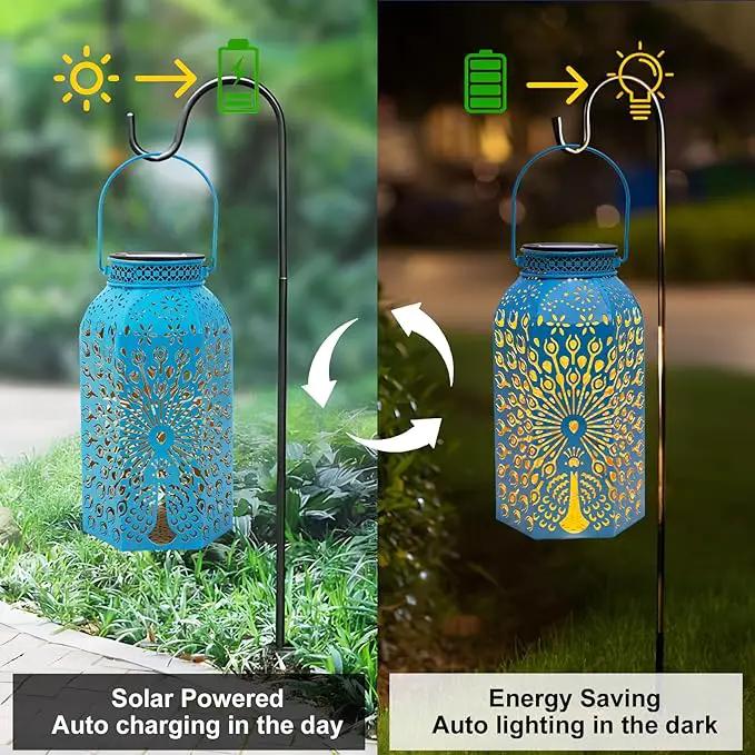 Pearlstar Solar Lanterns Outdoor Waterproof Hanging Solar Lights Metal Peacock Gifts for Women Mom Grandma Decor for Garden Yard Patio Balcony Path by GreenHaven Gardens