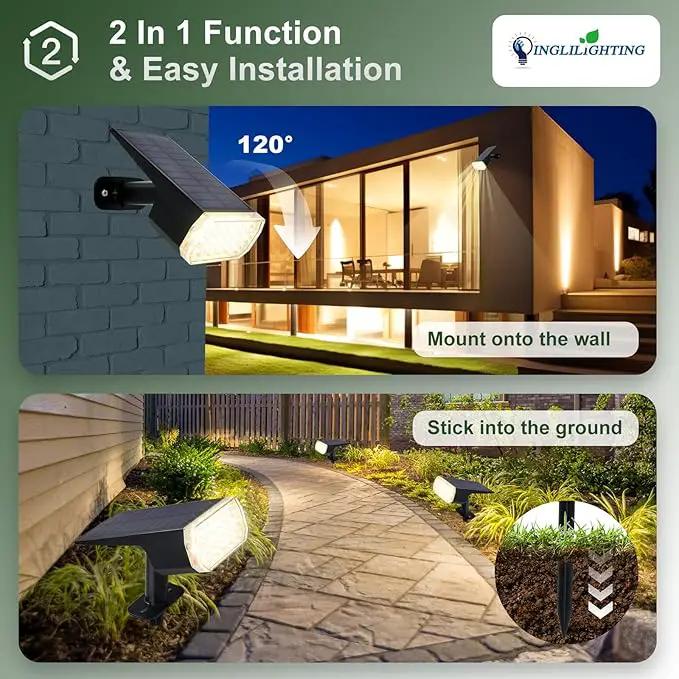 DINGLILIGHTING Waterproof Solar Lights Outdoor: IP65 Led Spot Light Decorations for Garden - 3 Lighting Modes Solar Powered for Yard - Dust to Dawn Uplighting Landscape Pathway Drive Patios 4PC Warm by GreenHaven Gardens