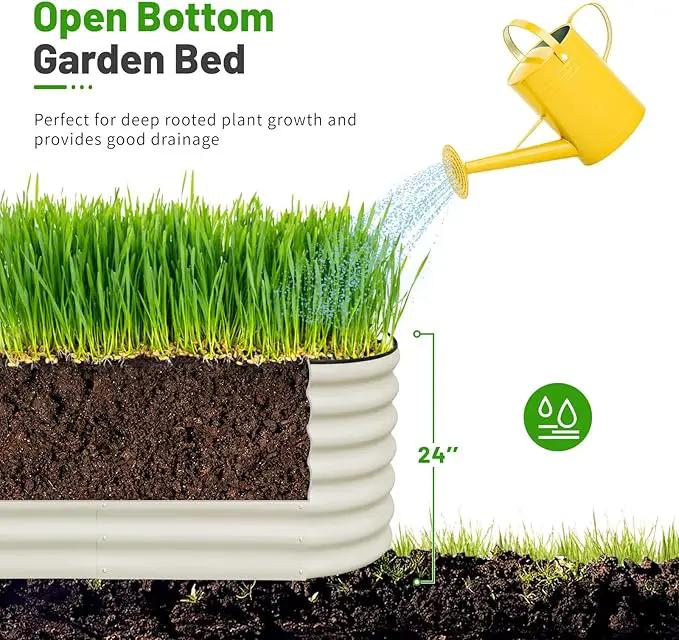 SnugNiture 8x2x2ft Raised Garden Bed Kit, 24" Tall Outdoor Metal Raised Planter Box for Planting Plants Vegetables Flowers Fruits, White by GreenHaven Gardens
