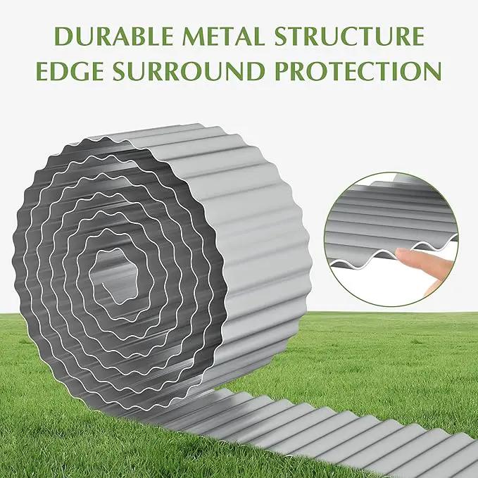 Metal Garden Edging Border, Corrugated Steel Landscaping, DIY for Lawn (Silver, 6 Inch x 20FT) by GreenHaven Gardens