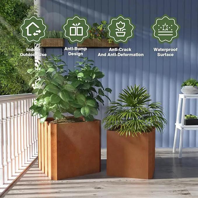 Corten Steel Planter Box-20"x20"x20"-Large Square Planter Matel -Outdoor Indoor- Heavy Duty Rustic Tall Planter Flower Pot Commercial Residential for Patio Porch Deck Home Backyard by GreenHaven Gardens