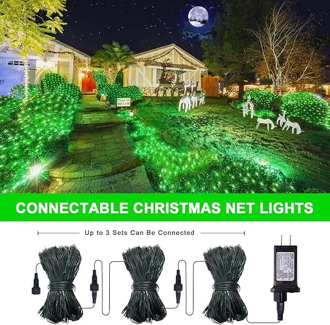 JMEXSUSS 360 LED Green Net Lights Outdoor, Connectable 12ft x 5ft Christmas Net Lights Plug in with Remote, 8 Modes Waterproof Green Christmas Lights for Bushes Christmas Halloween Decorations by GreenHaven Gardens