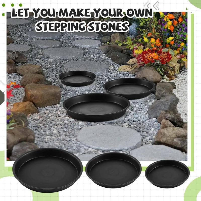 3 Size Round Stepping Stone Mold Internal Diameters 7.8" 10.2" and 13.7" Plastic Stepping Stone Molds for Concrete and Stained Glass for Garden Walk Way by GreenHaven Gardens