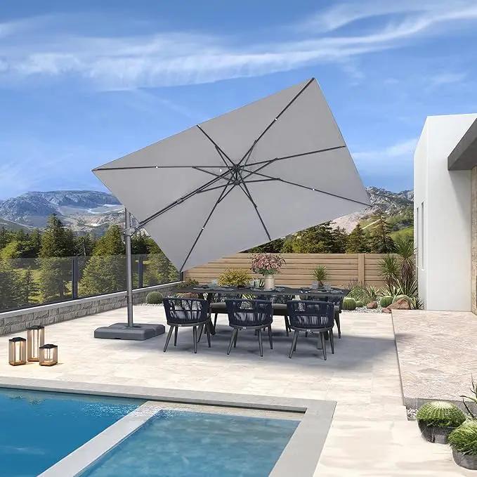 PURPLE LEAF 11.5' X 8' Left-right Tilting Outdoor Patio Umbrella Swivel Offset Cantilever Heavy Duty Rectangle Aluminum Umbrella with UV Resistant for Deck Pool Patio Backyard, Pebble Grey by GreenHaven Gardens