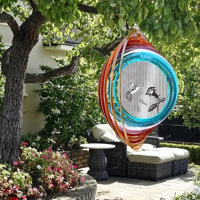 3D Animations Hummingbird Wind Spinner for Yard and Garden,12In Metal Wind Spinners Hummingbird Gift for Women Mom Grandma Wife,Outdoor Garden Decor Hanging Kinetic Yard Art Wind Sculpture by GreenHaven Gardens