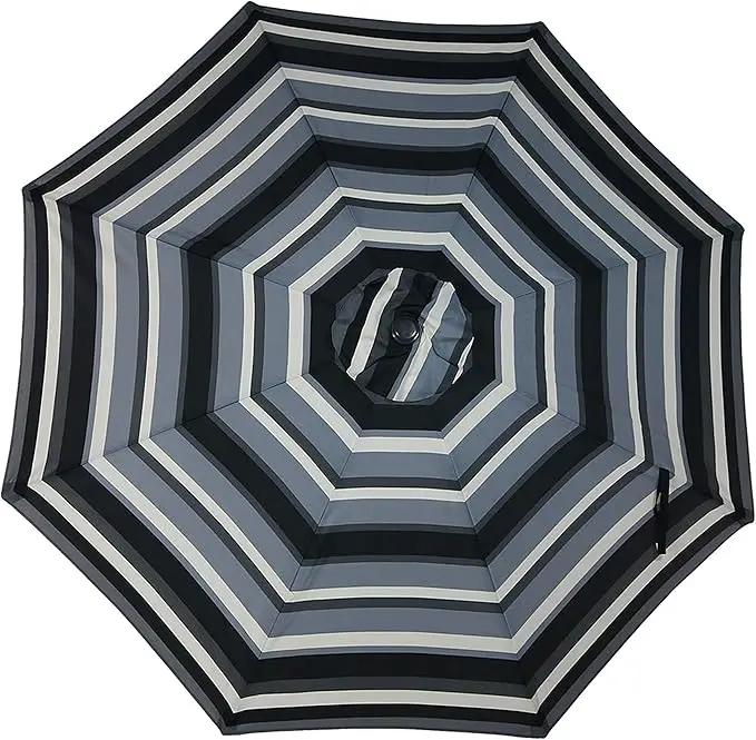 Sunnydaze Outdoor Patio Umbrella - Polyester Table Market Umbrella with Push-Button Tilt and Crank - 8 Sturdy Ribs - Catalina Beach Stripe - 9ft by GreenHaven Gardens