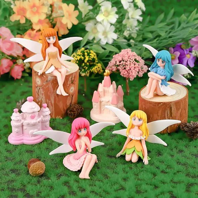 6 Pcs Garden Accessories Miniatures Fairies - Fairy Figurine Miniatures Micro Landscape Ornaments for Home Garden Cute Tiny Collectible Statues by GreenHaven Gardens