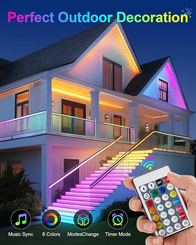 Solar Led Strip Lights Outdoor RGB,16.4FT Music Sync Solar Strip Lights Outdoor Waterproof IP68 with Remote & 8 Lighting Modes,Powered Rope Lights for Yard Trees,Garden,Step,Patio,Fence,Deck by GreenHaven Gardens