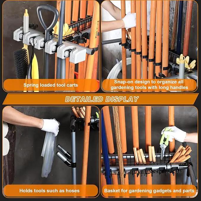 Garden Tool Storage Rack with Wheels Heavy-Duty Organizer for Garage, Yard, and Garden Tools by GreenHaven Gardens