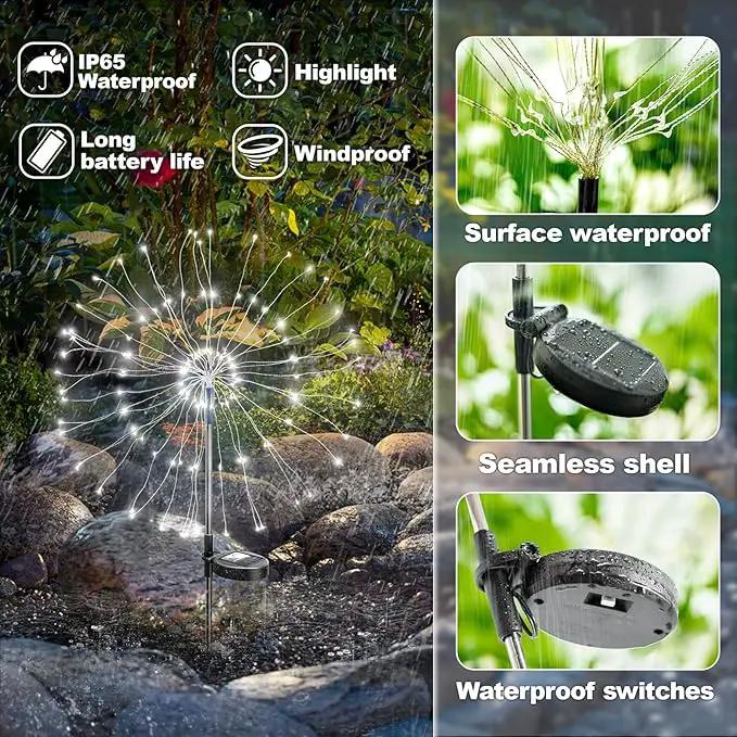 Anordsem Solar Fireworks Lights Outdoor: Garden Light Waterproof for Yard Outside - LED Starburst White Lighting Patio Pathway Decor 2 Pack - Sparkler Gardening Gifts for Women Homeowner by GreenHaven Gardens