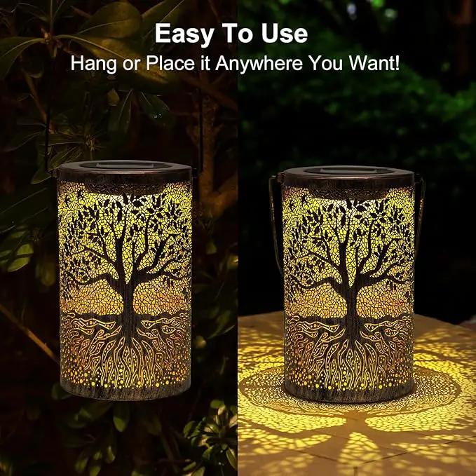 Solar Lanterns Outdoor Waterproof,Hanging Solar Tree of Life Lights Garden Decor,Gardening Birthday Gifts for Women Mom Grandma,Metal Hollowed-Out Lanterns for Yard,Patio,Backyard,Porch by GreenHaven Gardens