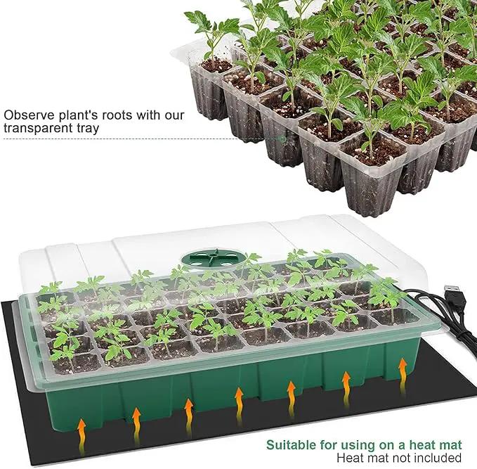 MIXC Seedling Trays Seed Starter Tray, 5-Pack Mini Propagator Plant Greenhouse Grow Kit with Humidity Vented Domes and Base for Seeds' Starting (40 Cells Per Tray, Total 200 Cells), Green by GreenHaven Gardens