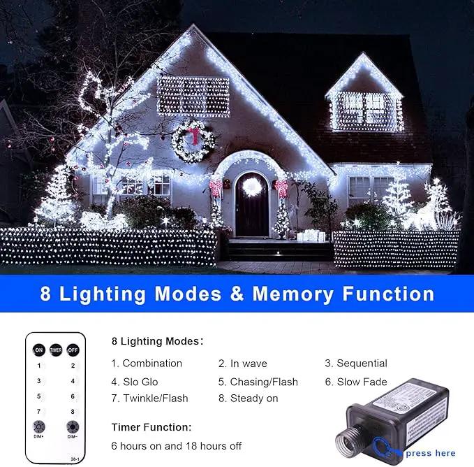 White Net Lights for Bushes - 360 LED Christmas Net Lights Plug in with Remote, 12 x 5ft Extendable 8 Modes Christmas Net Lights Waterproof for Gazebo Lawn Wedding Patio Garden Bush Tree Decoration by GreenHaven Gardens