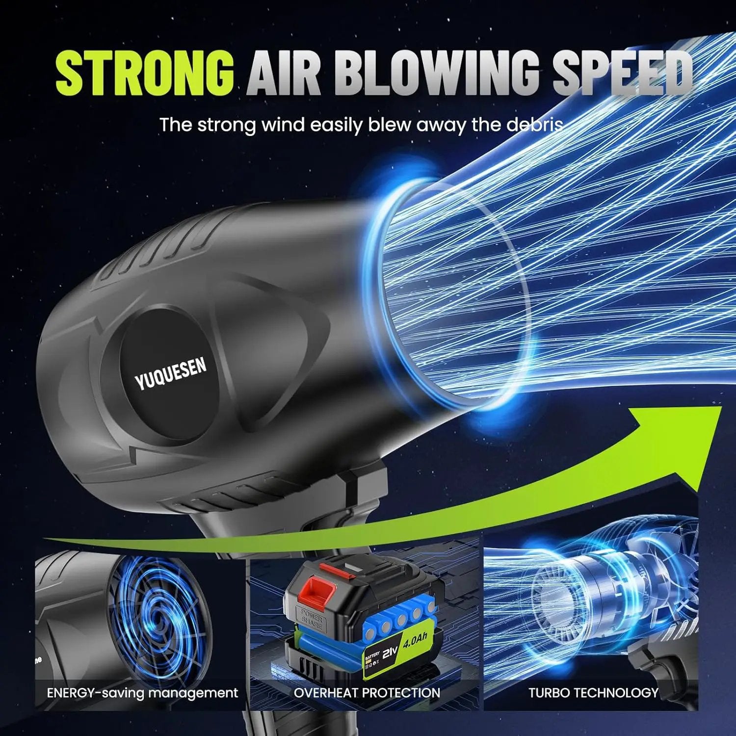 Cordless Leaf Blower 990,000 RPM - 21V Electric Leaf Blower with 4.0Ah Battery & Charger - Ultra Lightweight Handheld Blower for Patio, Garden, Driveway by GreenHaven Gardens