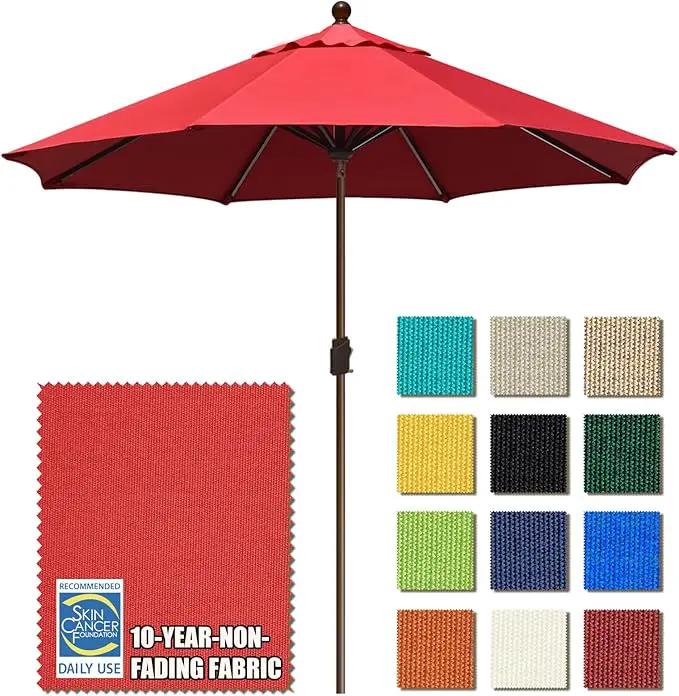 EliteShade USA 10-Year-Non-Fading 10Ft Market Umbrella Patio Umbrella Outdoor Table Umbrella with Ventilation, Logo Red by GreenHaven Gardens