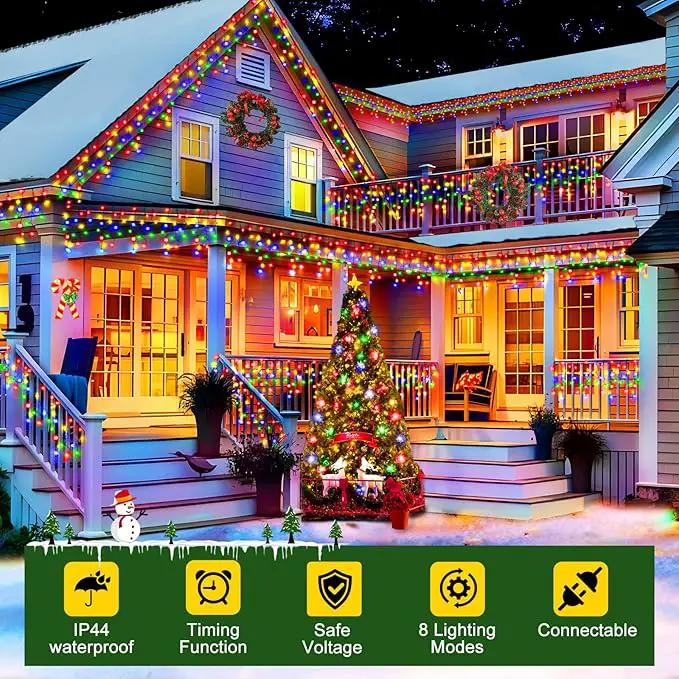 Hezbjiti 400LED Christmas Lights Outdoor 33FT Icicle Lights Dark Green Wire LED Icicle Lights Outdoor with 8 Modes 75 Drops Fairy String Lights for Christmas Decor Eaves Party Yard Garden by GreenHaven Gardens