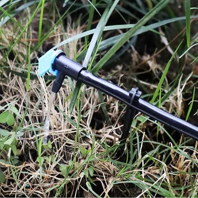 Lxcom Lighting 100 Pack 2 GPH Flag Dripper Emitter Drip Emitters 8L/H Irrigation Emitter Sprinkler Drippers System Parts Connect 4mm/7mm Hose for Lawn Vegetables Garden (Blue) by GreenHaven Gardens