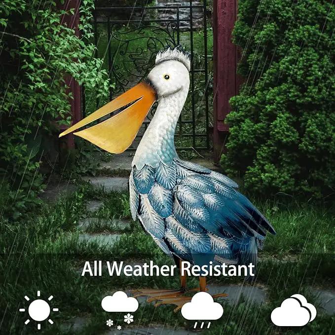 Kircust Pelican Statues, Garden Outdoor Decor Yard Art, Coastal Ocean Metal Bird Sculpture Ornament for Backyard Porch Patio Pond Decorations by GreenHaven Gardens