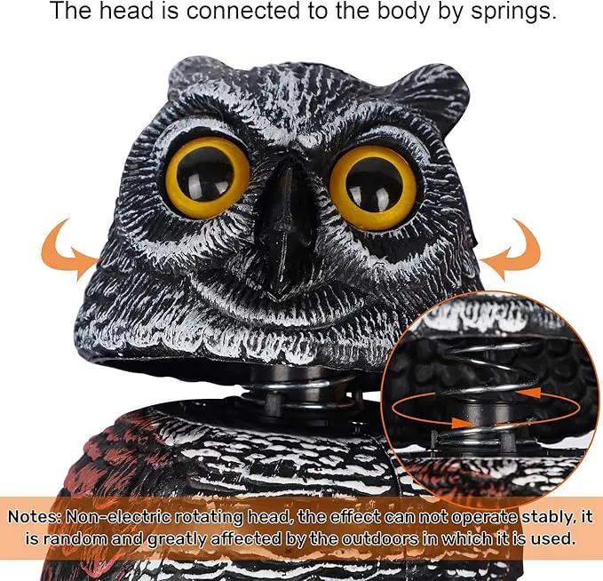 Hausse 3 Pack Bird Scarecrow Fake Horned Owl Decoy, Rotating Head Plastic Owl Bird Deterrents, Nature Enemy Horned Pest Repellent for Outdoor Garden by GreenHaven Gardens
