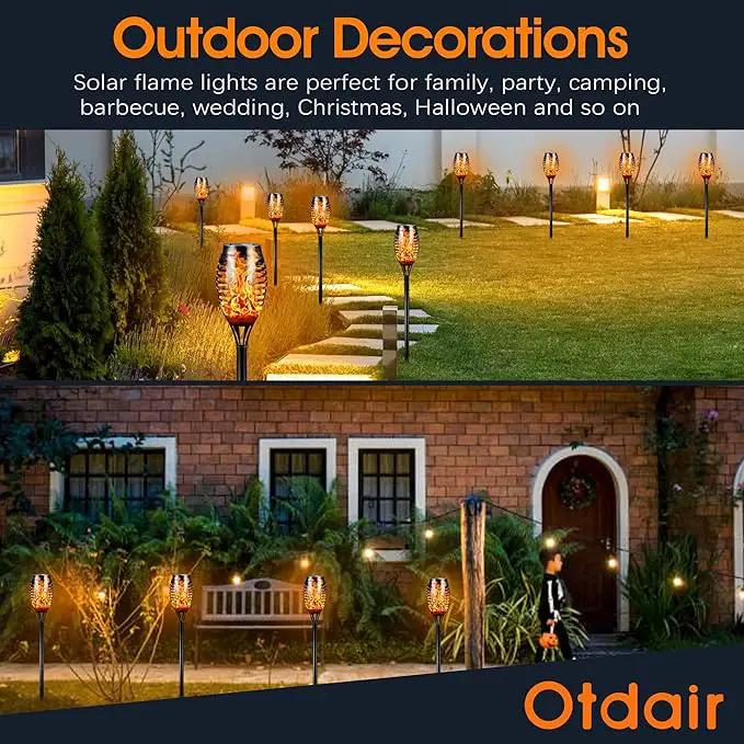 Otdair Solar Outdoor Lights, 12 Pack 12LED Solar Tiki Torches with Flickering Flame, IP65 Waterproof Mini Solar Torch Lights Auto On/Off for Garden, Patio, Yard, Pathway by GreenHaven Gardens