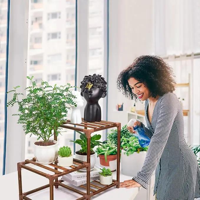 XXXFLOWER Plant Stand Indoor Outdoor 3 Tiers Wood Plant Shelf for Multiple Plants ，Large Plant Rack for Window Garden Balcony Patio Porch Living Room by GreenHaven Gardens
