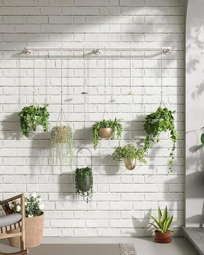 Plant Hanger Indoor, Hanging Planters for Indoor Plants with 6 Hanging Chains, Wall Plant Hanging Rod for Window Ceiling, 65 Inch, Metal/White… by GreenHaven Gardens