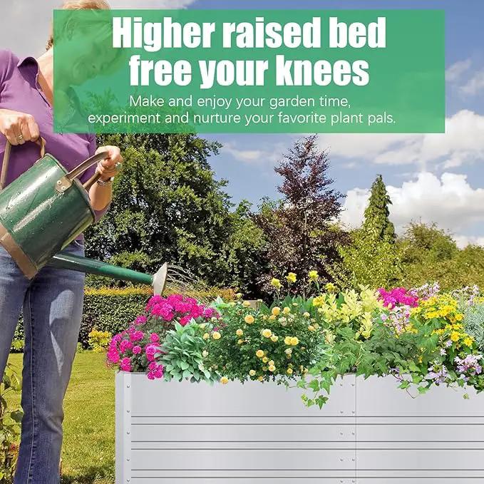 SnugNiture Galvanized Raised Garden Bed 8x4x2FT Outdoor Large Metal Planter Box Steel Kit for Planting Vegetables, Flowers by GreenHaven Gardens