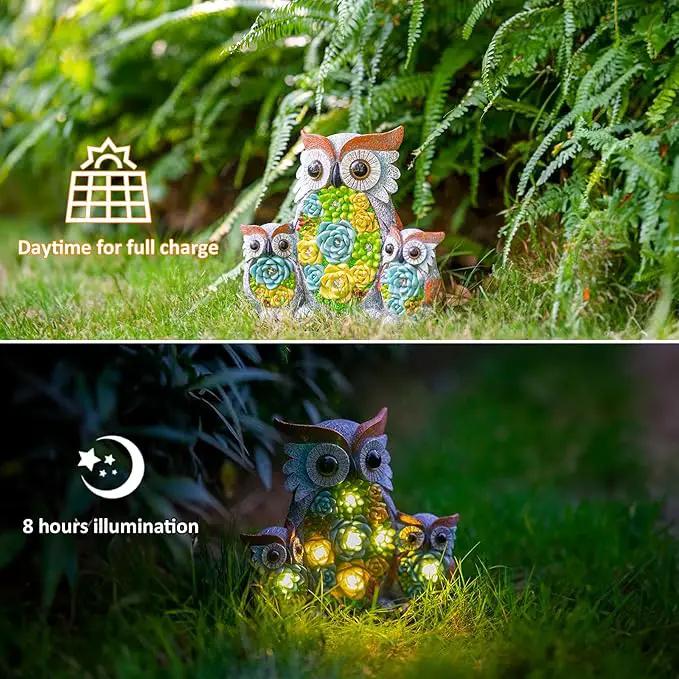 Solar Garden Statue Lights Owl Figurine with LED Lights, Outdoor Garden Succulent Ornaments Waterproof Decoration for Outside Patio Yard Lawn Decor by GreenHaven Gardens