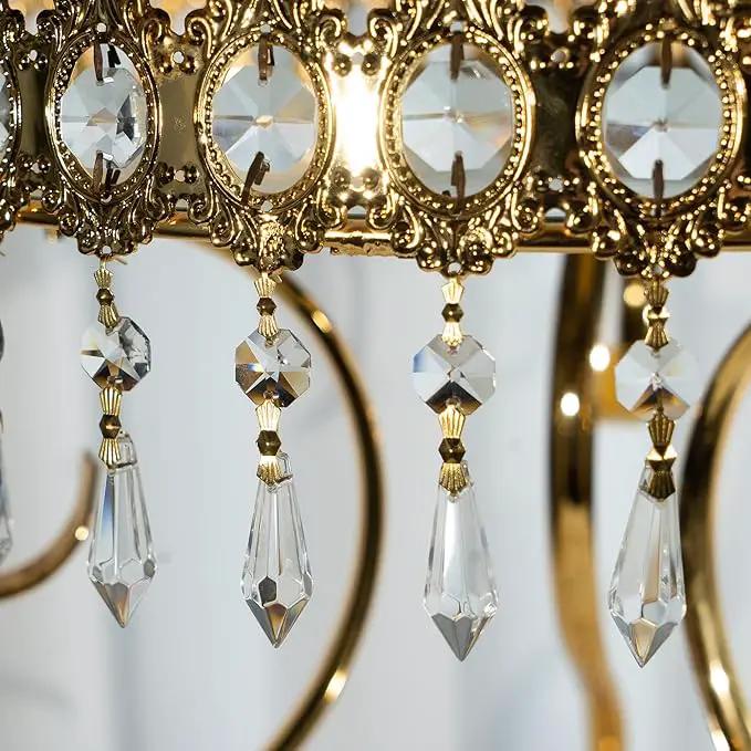 HDCRYSTALGIFTS 20Pcs 38mm Replacement Clear Chandelier Icicle Crystal Prisms Octogan Crystal Bead for Lamp Decor,Gold Bow Tie Connectors by GreenHaven Gardens
