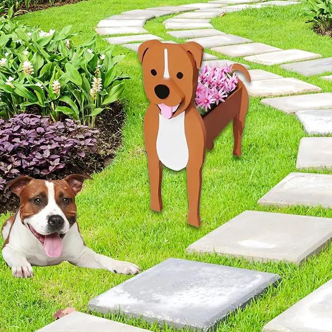 Staffordshire Bull Dog Planter Plant Pots,Cute Garden Dog Flower Planter,Dog Planters Birthday Gifts for Women,Office,Indoor/Outdoor Decor（9.45in*5.79 * 13.39in） by GreenHaven Gardens
