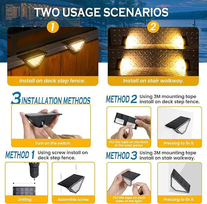 SOLPEX Solar Step Lights for Outside, 24 LEDs Solar Stair Lights Outdoor Waterproof Decor for Stair, Porch, Step, Deck, Fence, Front Door, Balcony, Patio, Wall, Yard, Garden(6 Pack, Warm White) by GreenHaven Gardens