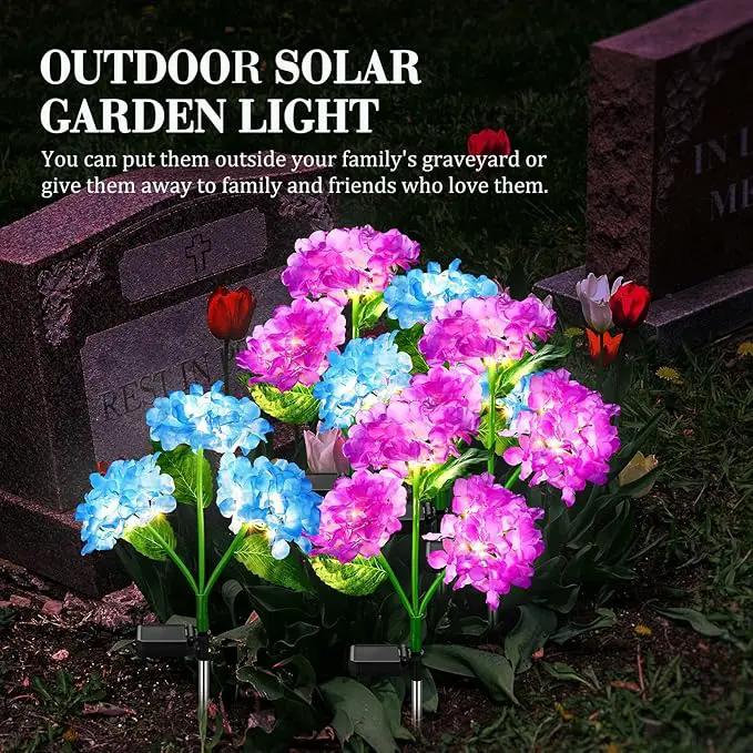 Treela 4 Pack Solar Lights Flowers Outdoor Waterproof Hydrangea Garden Stake Lights Realistic LED Flowers Powered Decorative Ground Solar Flower for Lawn Yard Backyard Decoration Gift(Blue, Purple) by GreenHaven Gardens